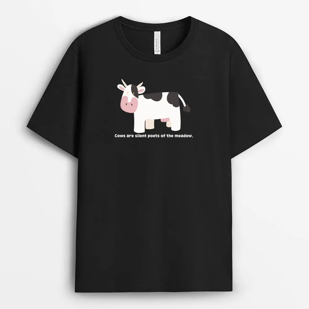 Cows Are Silent Poets Of The Meadow Shawlxtee T-Shirt - Black