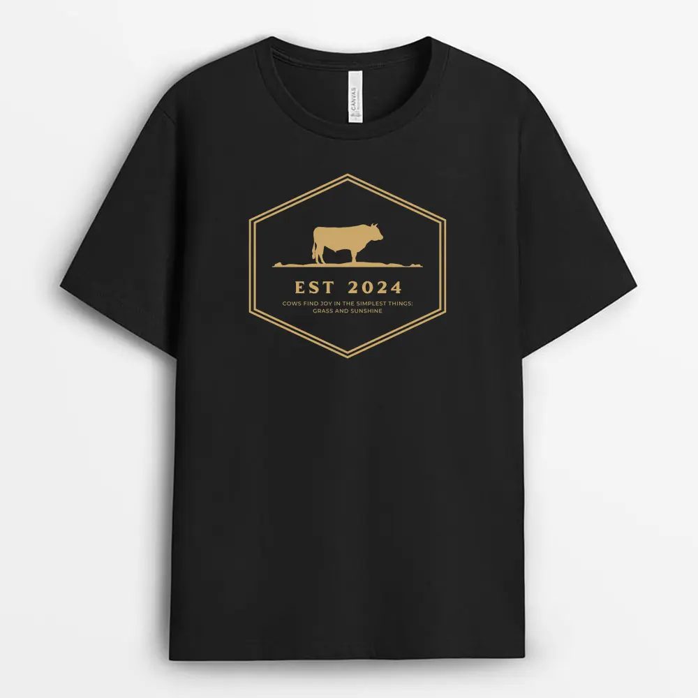 Cows Find Joy In The Simplest Things Grass And Sunshine Shawlxtee T-Shirt - Black